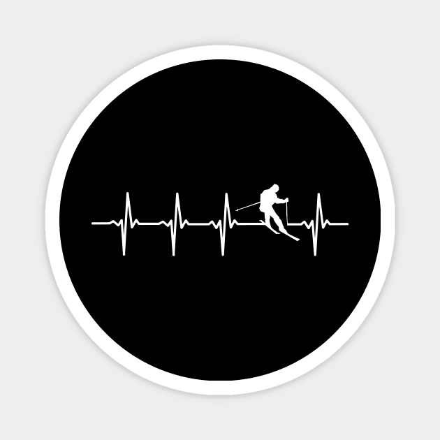 Skiing - Ski Heartbeat Gift For Skiers Magnet by OceanRadar